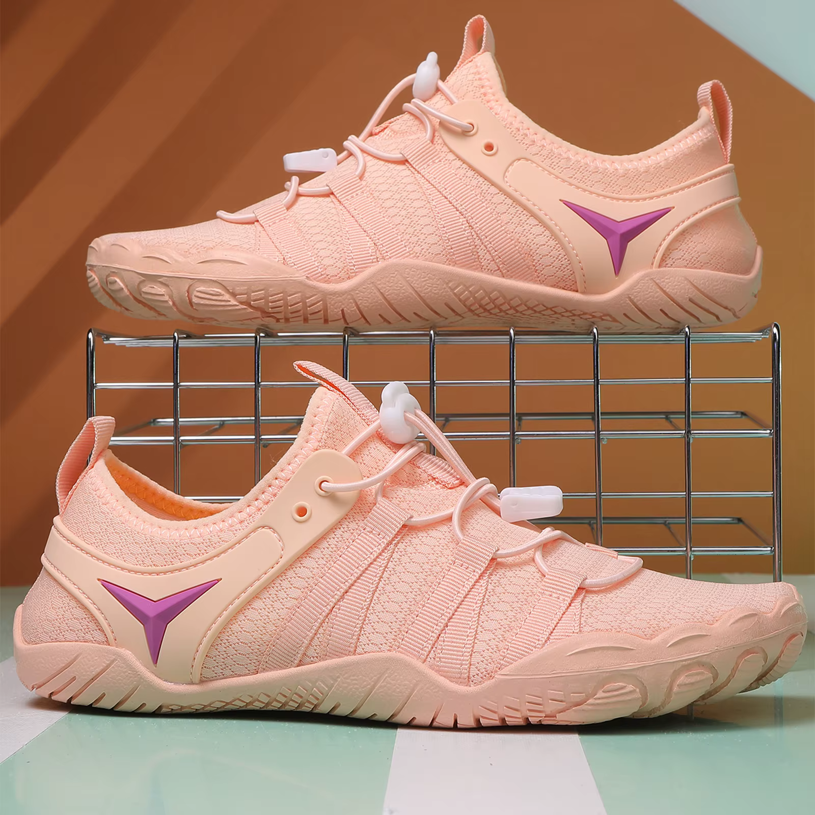Chaussures de wading beige unisexe antidérapantes à séchage rapide pour la randonnée aquatique