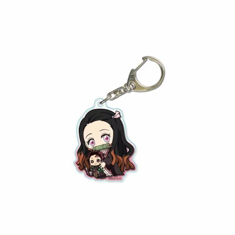 Nouveau porte-clés Kawaii Demon Slayer, accessoire de dessin animé, pendentif acrylique Tanjiro Kamado Nezuko Kamado, cadeau
