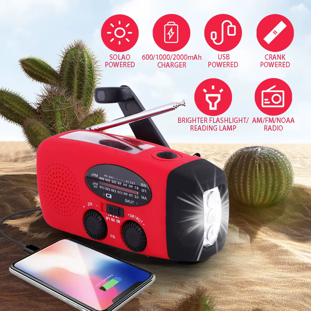 Radio de secours 2000 mAh avec lumières LED