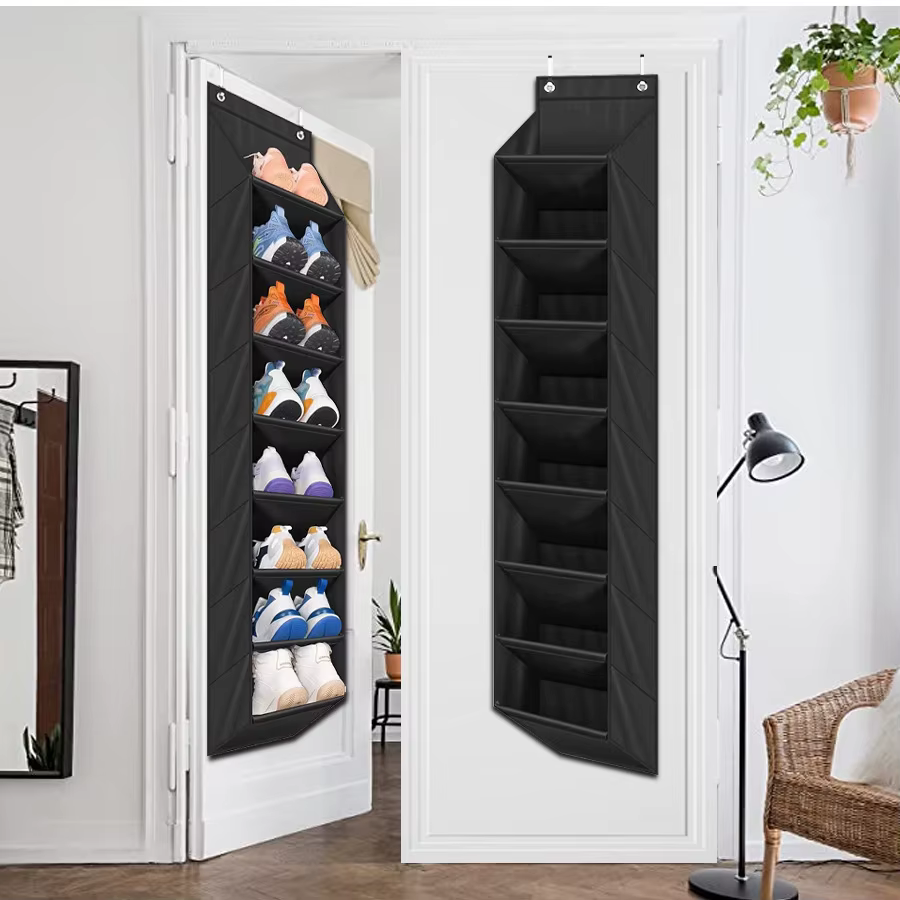 Porte-chaussures suspendu pour porte étroite, modèle compact, 4 ou 8 niveaux, pour dortoir et rangement de chaussures dans les portes étroites