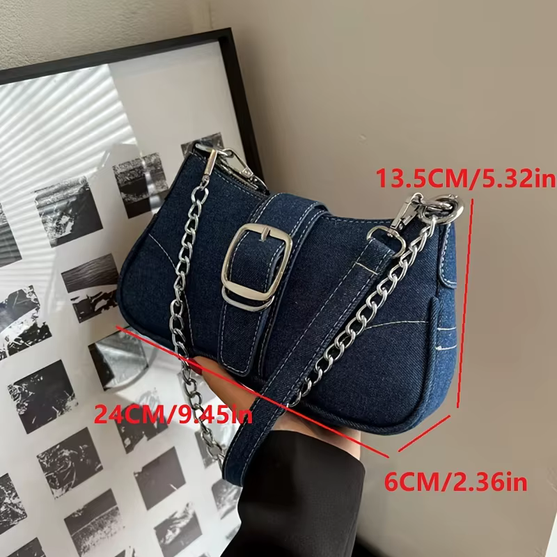 Sac à bandoulière fourre-tout en denim chic pour femmes