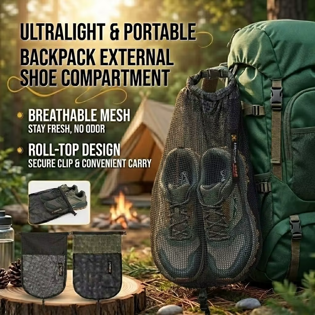 Pochette à chaussures portable pour sac à dos - Organisateur respirant et anti-poussière pour le trekking en plein air, les sports et le rangement des bagages de voyage