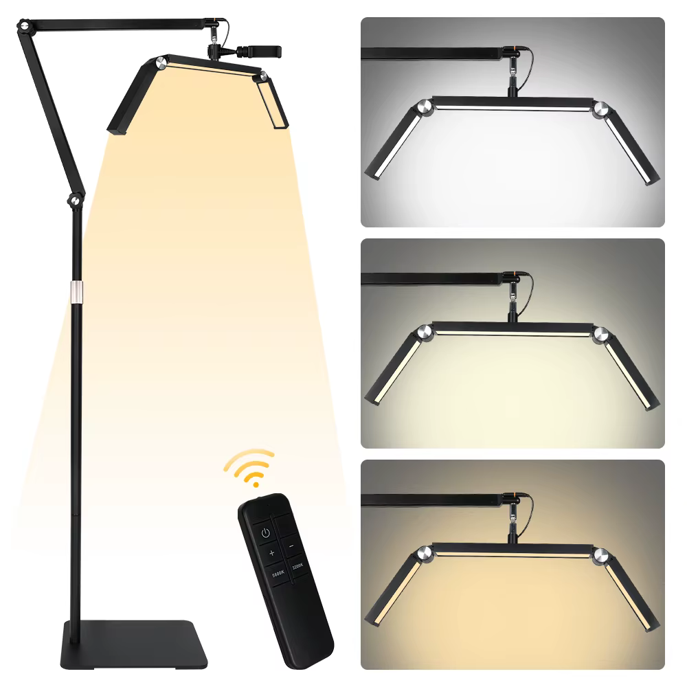 Lampadaire demi-lune 26 pouces avec support 360 ° Tête lumineuse rotative pour extensions de cils, tatouage, soins de la peau, sourcils