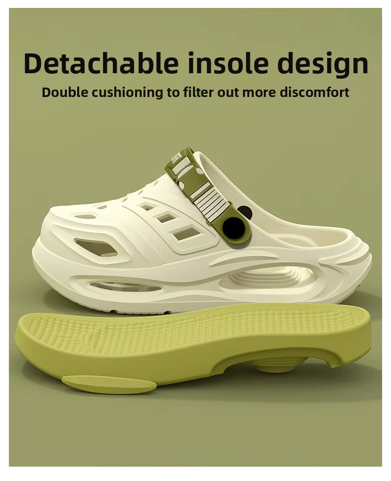 Chaussures perforées pour hommes, nouveau style, à design superposé avec soutien de la voûte plantaire, antidérapantes pour l'extérieur, respirantes et confortables.