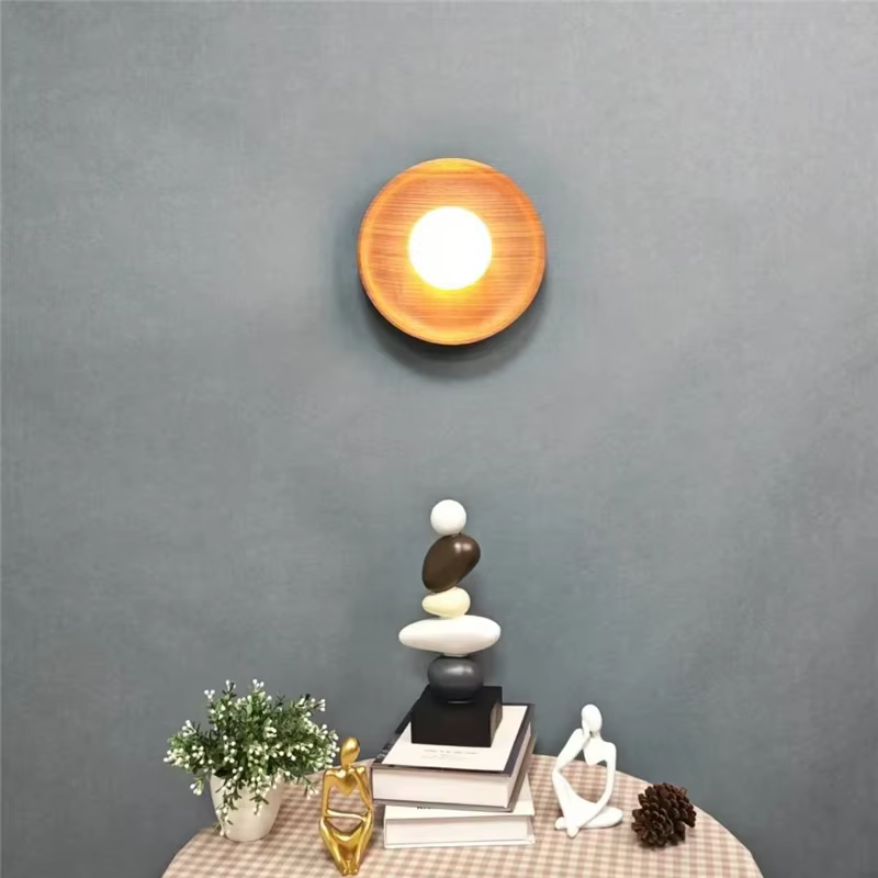 Applique Murale LED en Bois Naturel, Style Vintage, Rétro, Luminaire Décoratif d'Nik, Idéal pour une Chambre à Coucher, un Salon, un Couloir