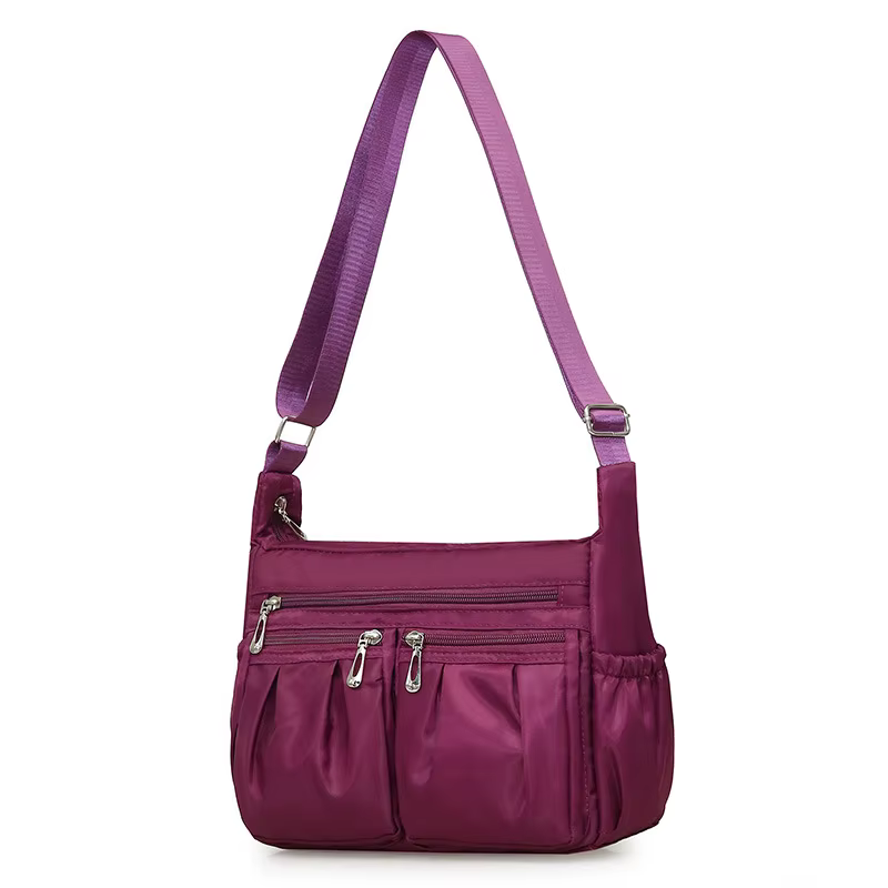 Sac à bandoulière en nylon grande capacité, compartiments multi-couches, sac bandoulière tendance pour les trajets quotidiens et les sorties, adapté aux M...