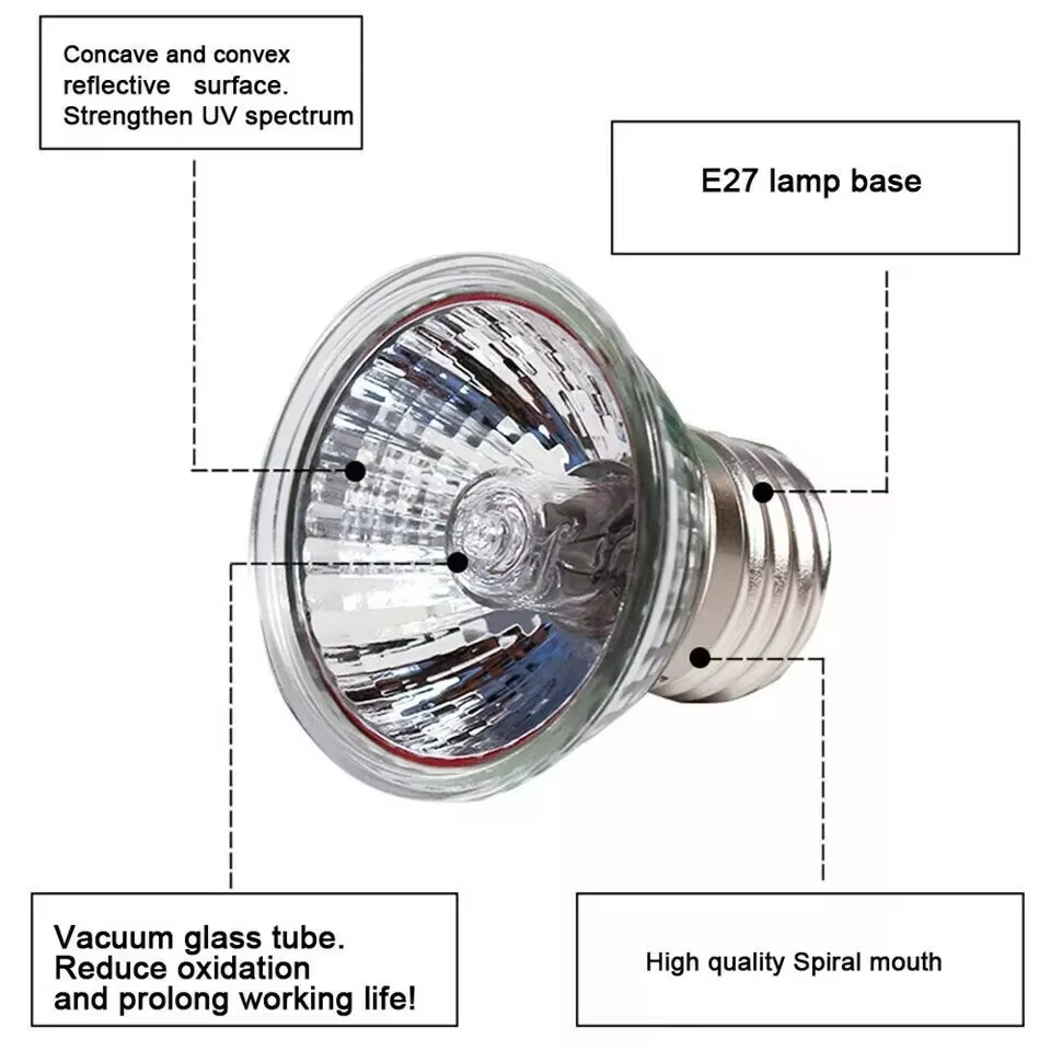 25/50/75W UVA + UVB lampe pour Reptile ampoule tortue se prélasser UV ampoules température constante spectre complet lampe solaire pour serpent animal de compagnie poussin