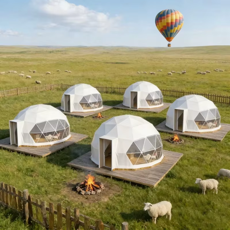 Tente de glamping de luxe en forme de dôme