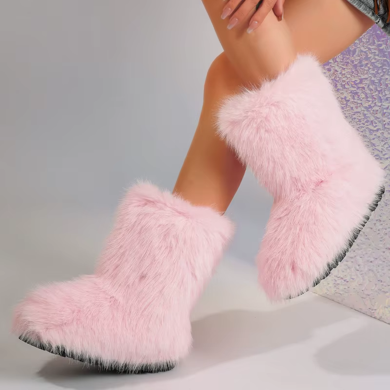 Mode tempérament femme chaussures 2025 hiver nouvel article femmes bout rond bottes de neige confort à semelles souples femmes bottines Zapatos