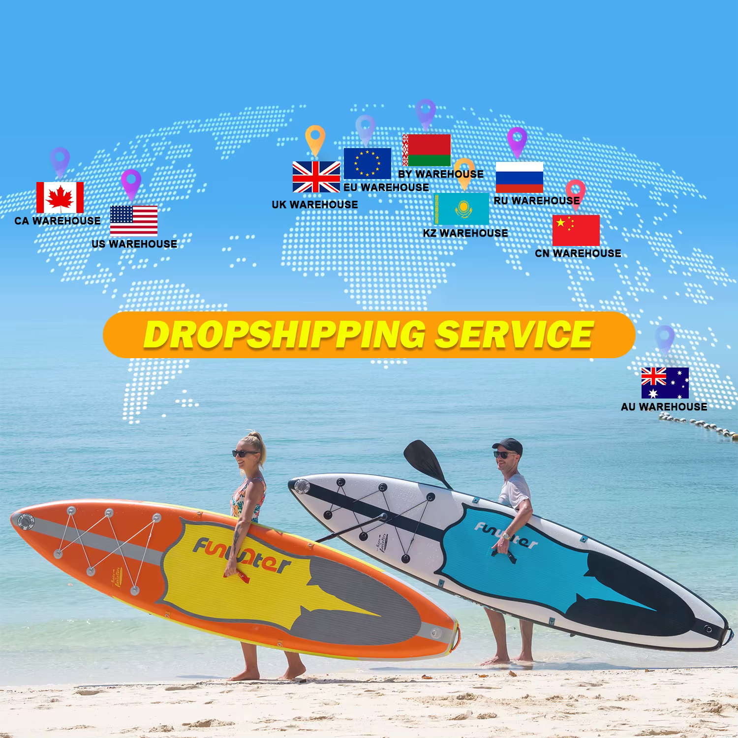 Funwater Dropshipping Factory Supply Kitesurfing Paddle Board Inflatable Sup Boards Surfboard Stormline Wakeboard Isup