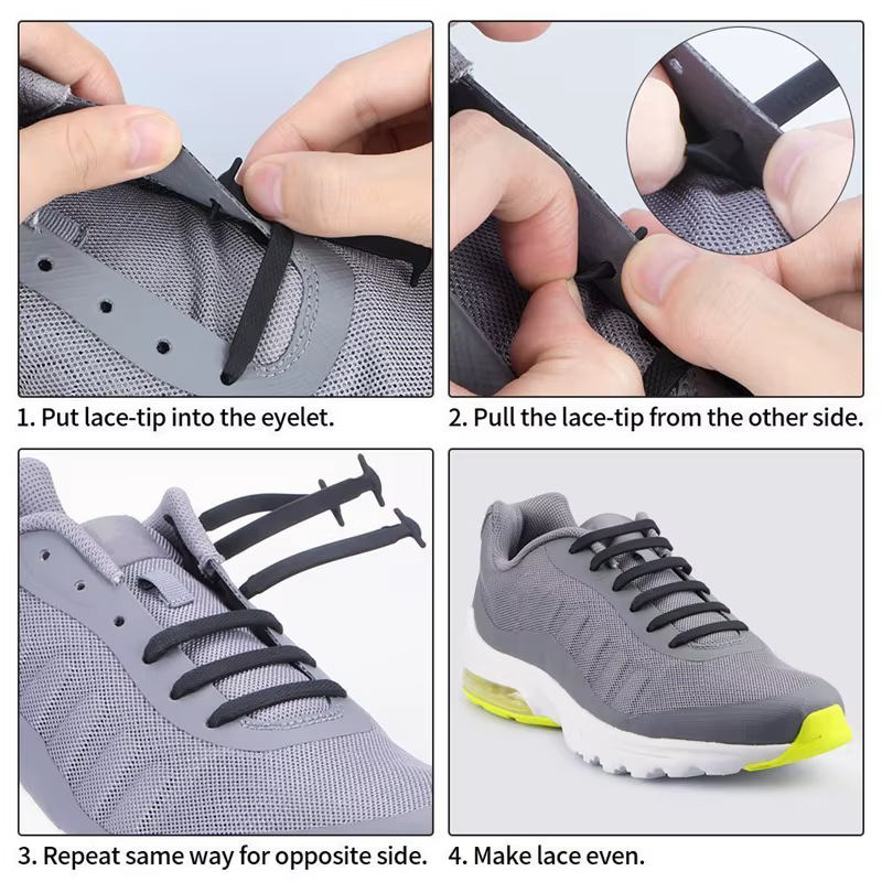 Lacets élastiques en Silicone pour chaussures, 16 pièces, sans cravate, pour baskets, à mettre et à enlever rapidement, accessoires de sécurité pour chaussures paresseuses