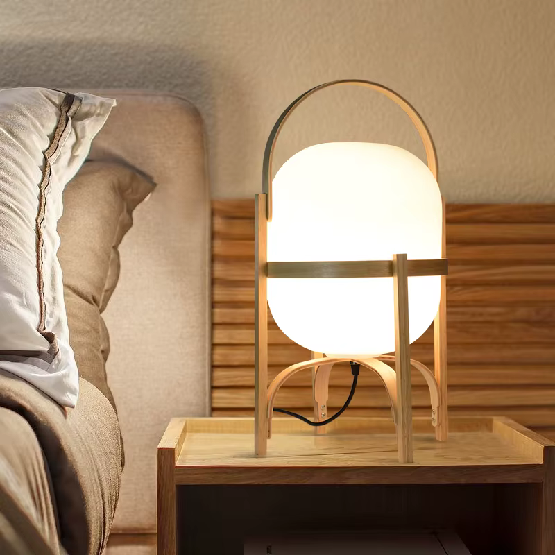 Bois Art moderne lampe de Table japonais chambre chevet Simple LED lampe de bureau salle à manger salon salle d'étude lampadaire décor luminaire