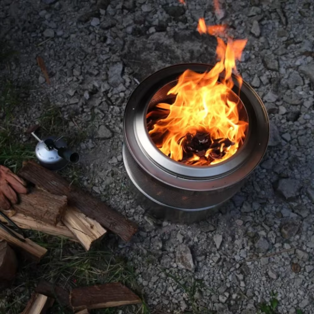 Poêle à bois d'extérieur en acier inoxydable, foyer d'observation du feu, brasero, mini poêle à bois ou à granulés, feu de joie