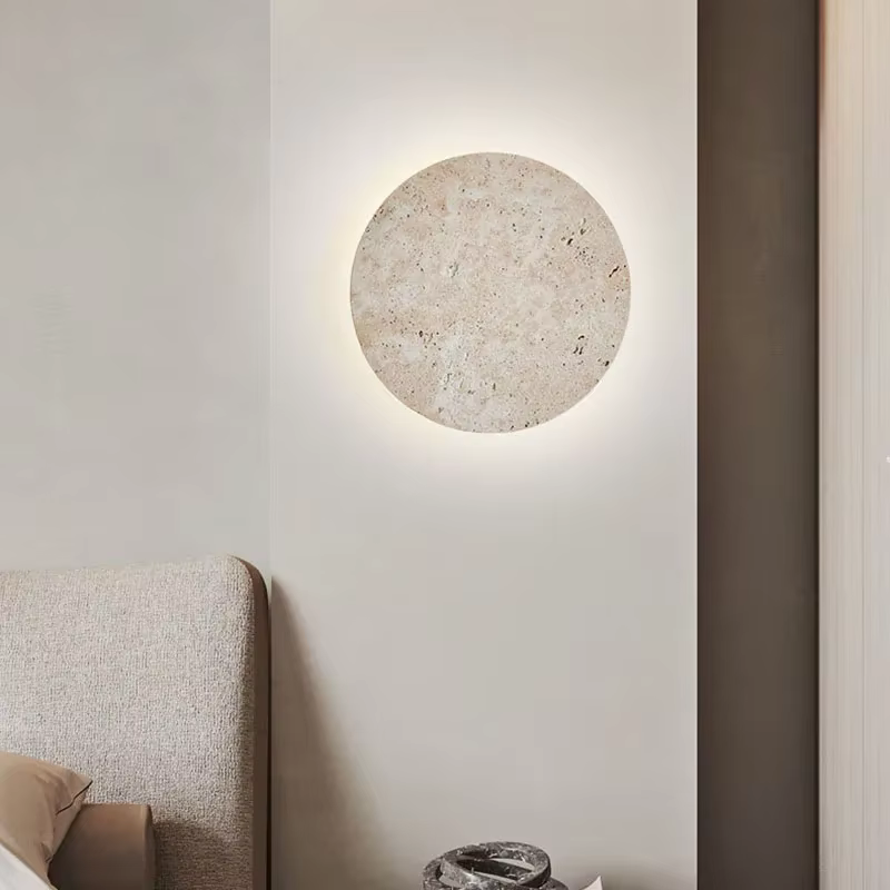 Applique Murale Ronde en Pierre Naturelle de 28/30cm