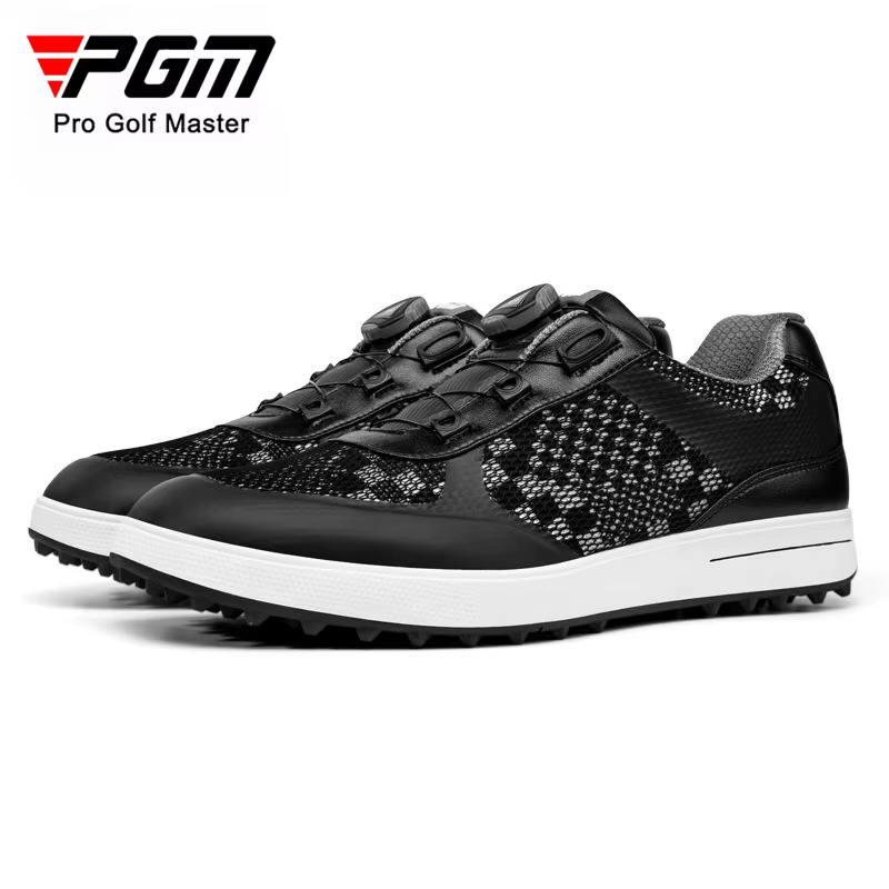 PGM – chaussures de Golf pour hommes, lacets à bouton, antidérapantes, imperméables, chaussures de sport, baskets noires XZ224