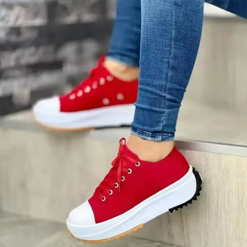 Chaussures pour femmes classique blanc toile baskets mode plate-forme femmes chaussures décontractées de haute qualité à lacets Feamle chaussures de Tennis 35-43