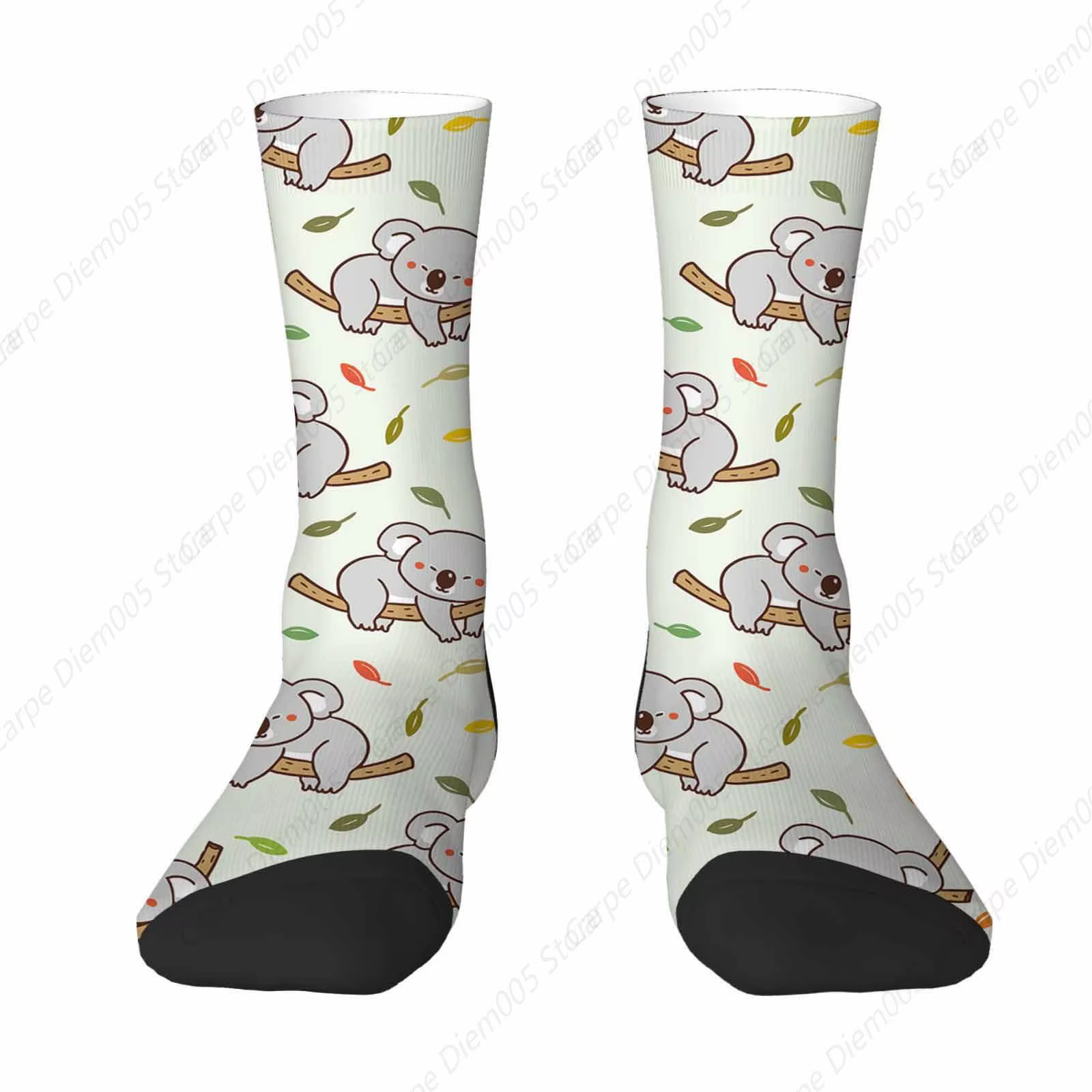 Animal Koala drôle nouveauté fou équipage chaussettes branche feuille faune mignon Nature hommes