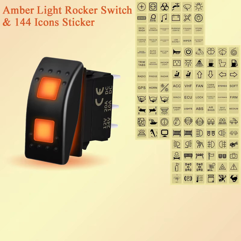 Interrupteur à bascule 12V 20A 3 positions ON-OFF-ON / OFF ON OFF avec double LED orange pour Can-Am 4x4, voiture, bateau, UTV, VTT, VR, RZR