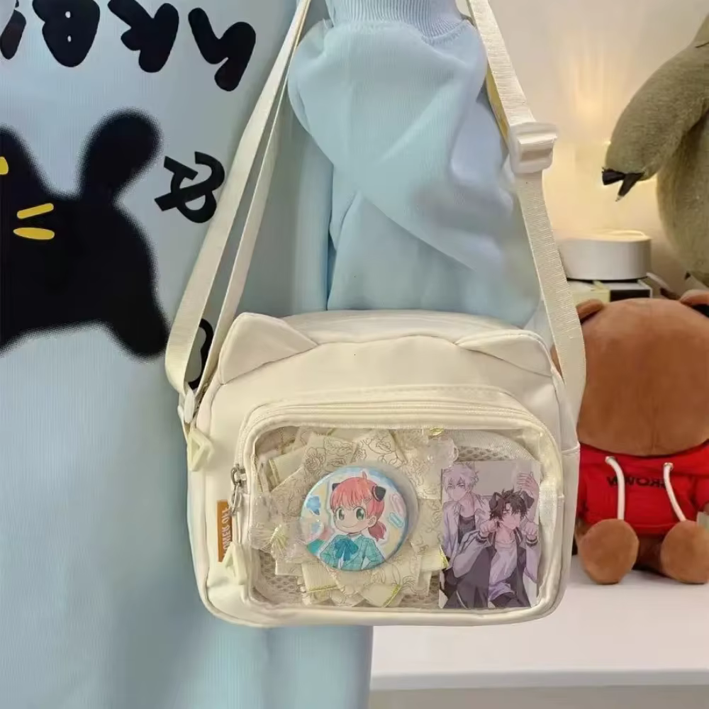 Japonais Harajuku mignon filles Y2K Transparent dessin animé Ita sac Ulzzang poupée sac polyvalent sac à bandoulière décontracté téléphone portable