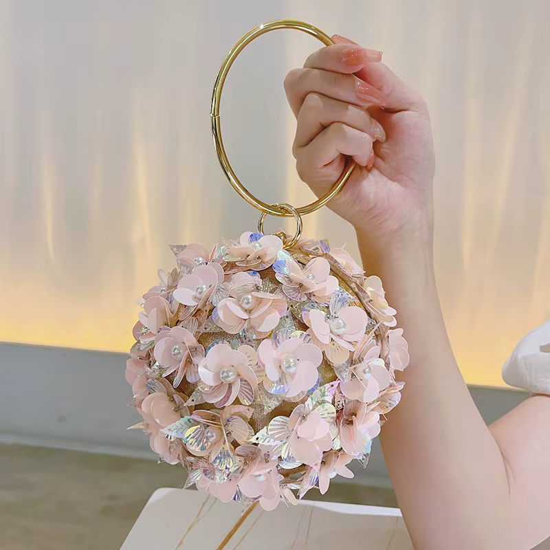 Mini sac de soirée à fleurs à paillettes