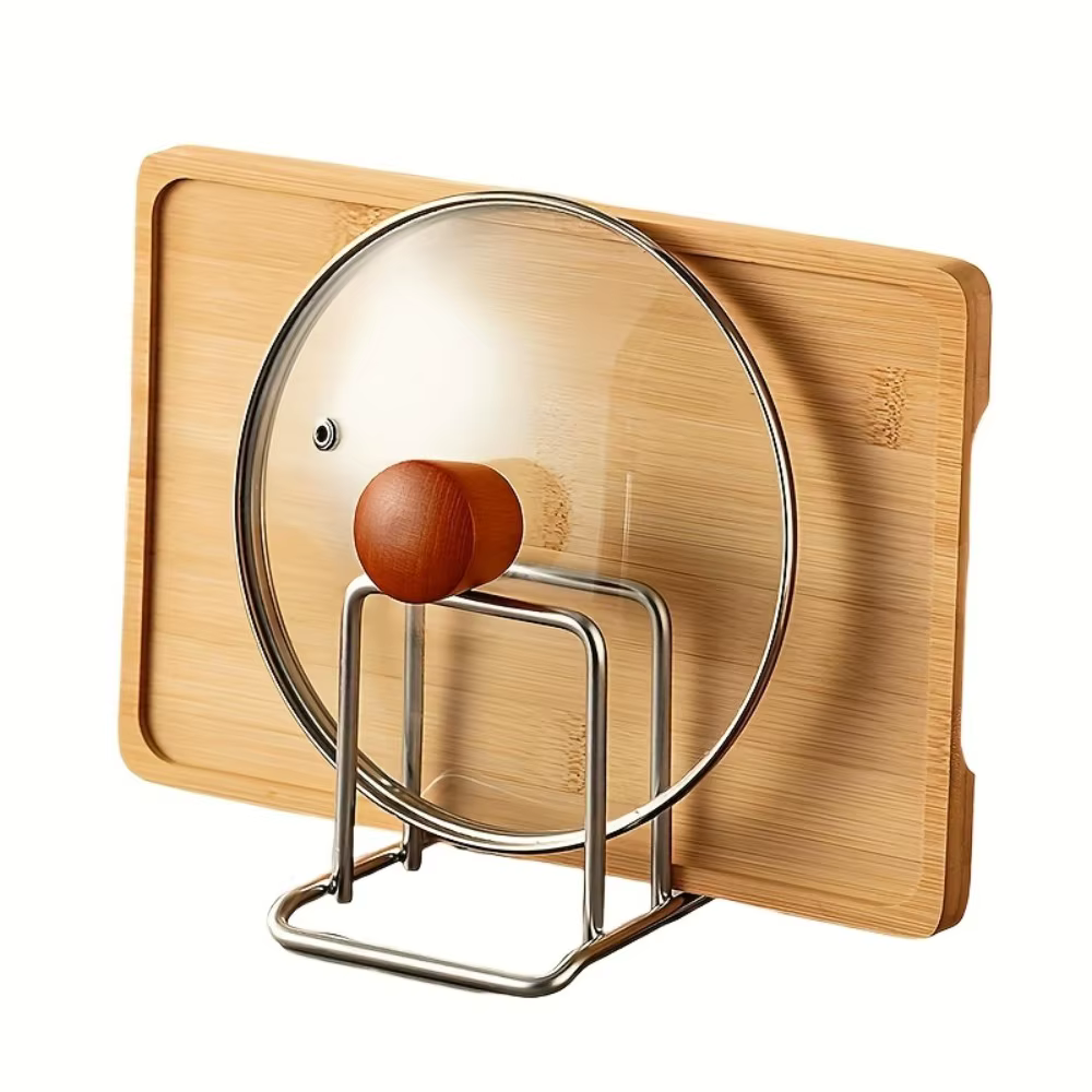 Support de rangement de cuisine en acier inoxydable pour couvercles de casseroles et planches à découper – Rangement peu encombrant et antirouille pour accessoires de cuisine