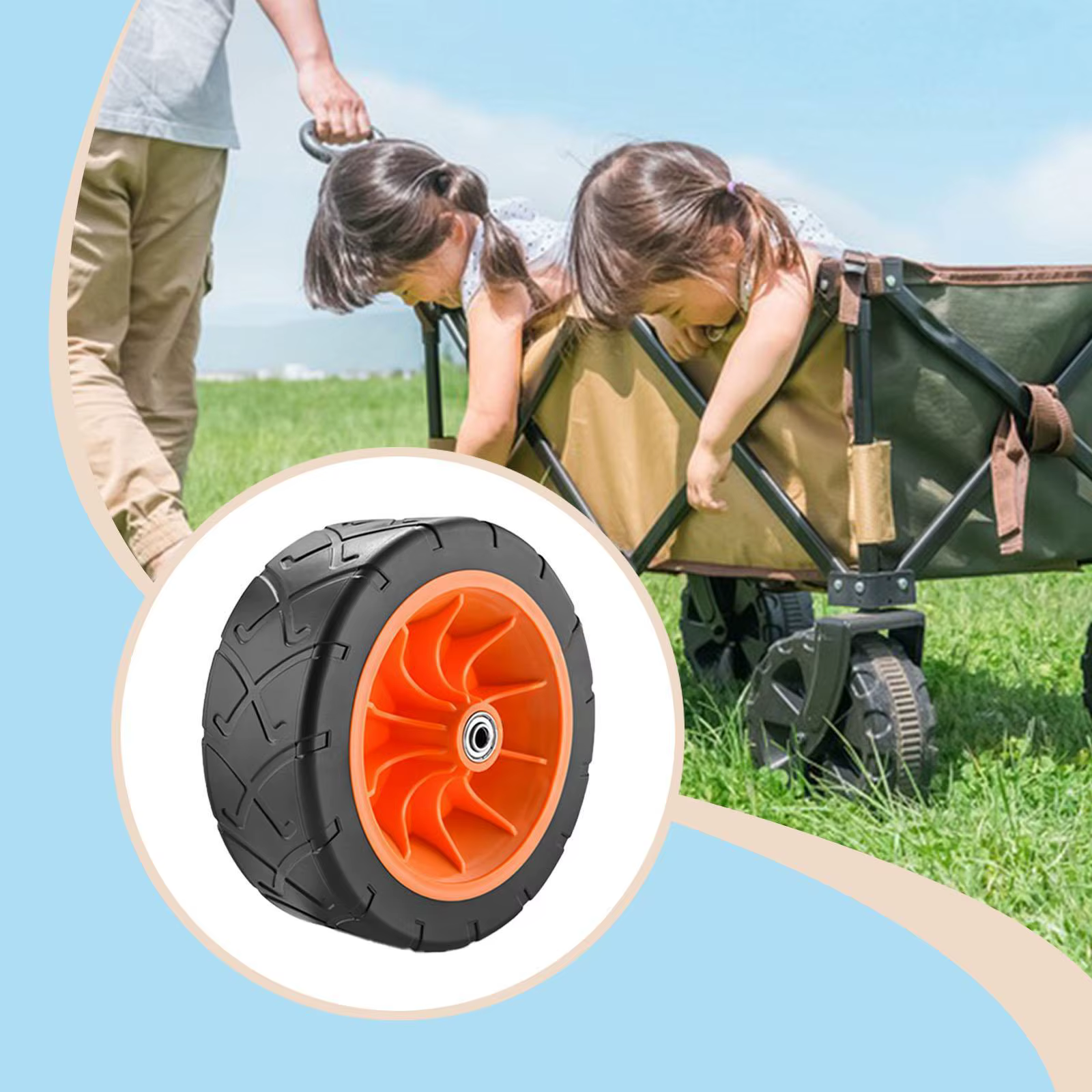 Roue de chariot pliable à roulement silencieux et fluide