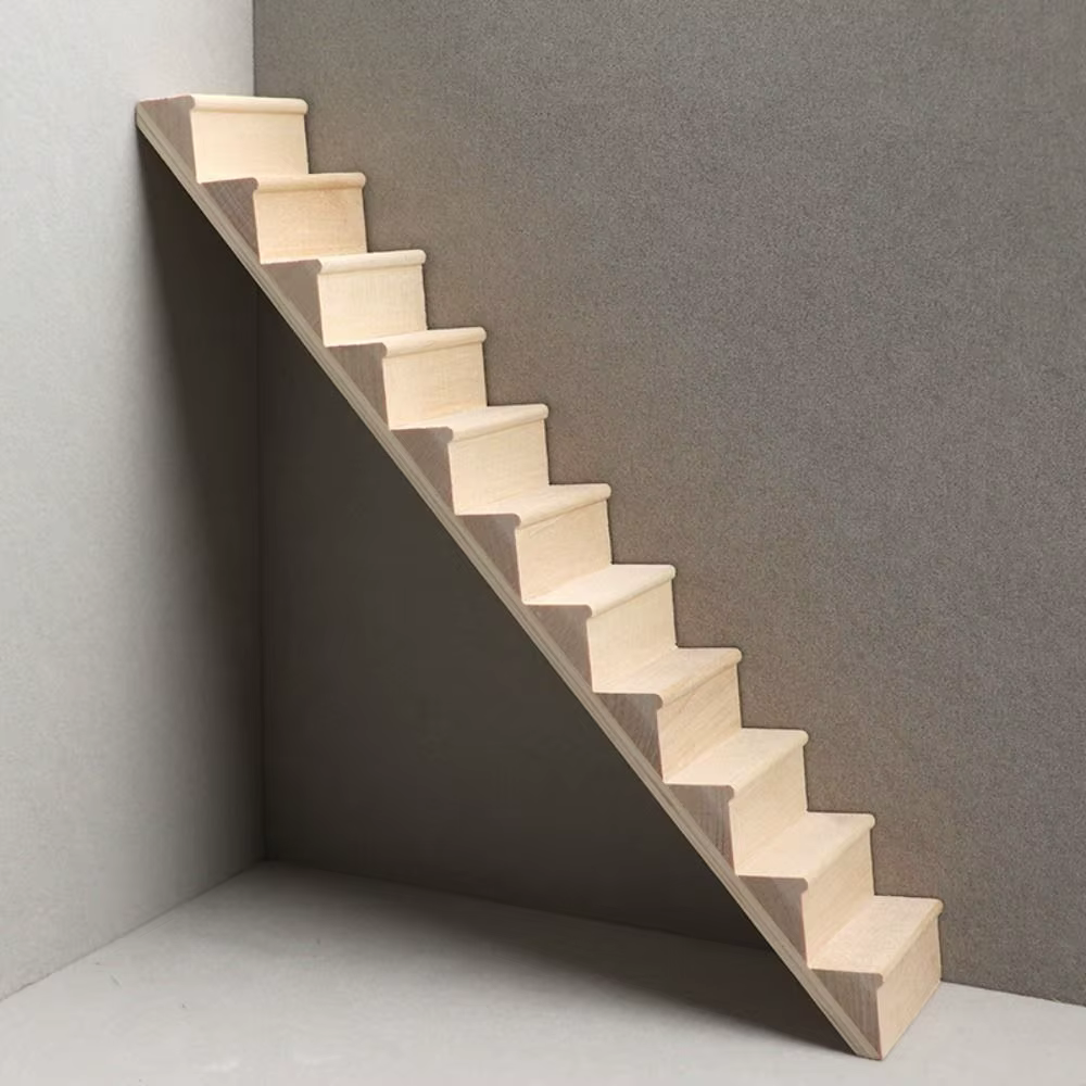 Meubles de maison de poupée 1:12 pour jeu d'imitation, modèle miniature DIY, mini-escalier en bois avec rampe et main courante