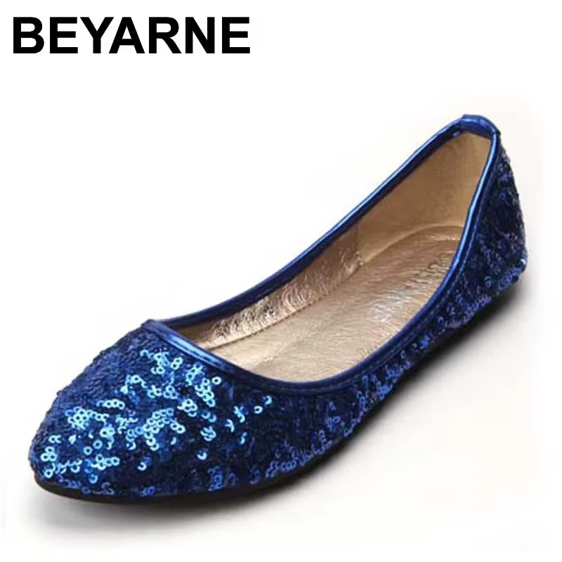 BEYARNE-Chaussures plates à paillettes pour femmes, style classique de célébrité, ballerine pour dames, livraison gratuite, nouveau