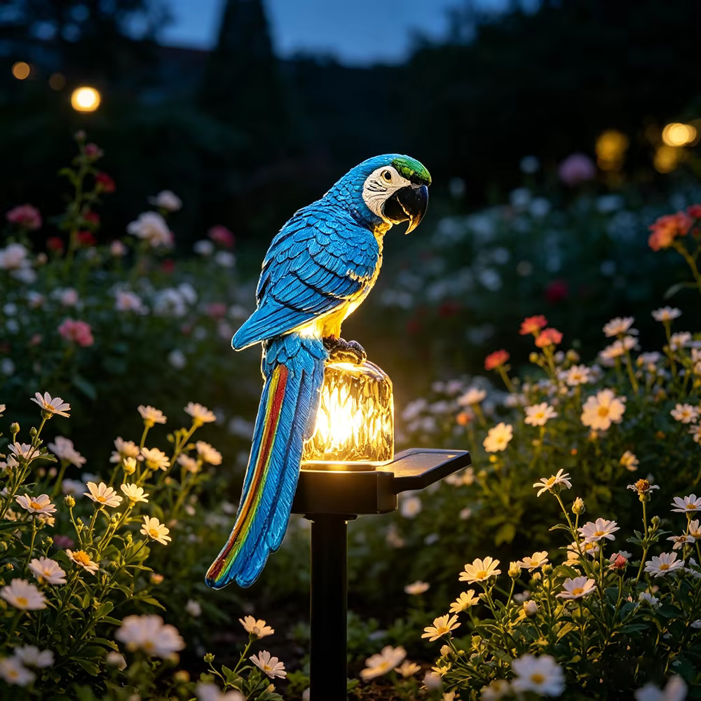 1 lampe solaire en forme de perroquet, à poser au sol, pour jardin, cour, allée extérieure, balcon, terrasse, décoration de pelouse