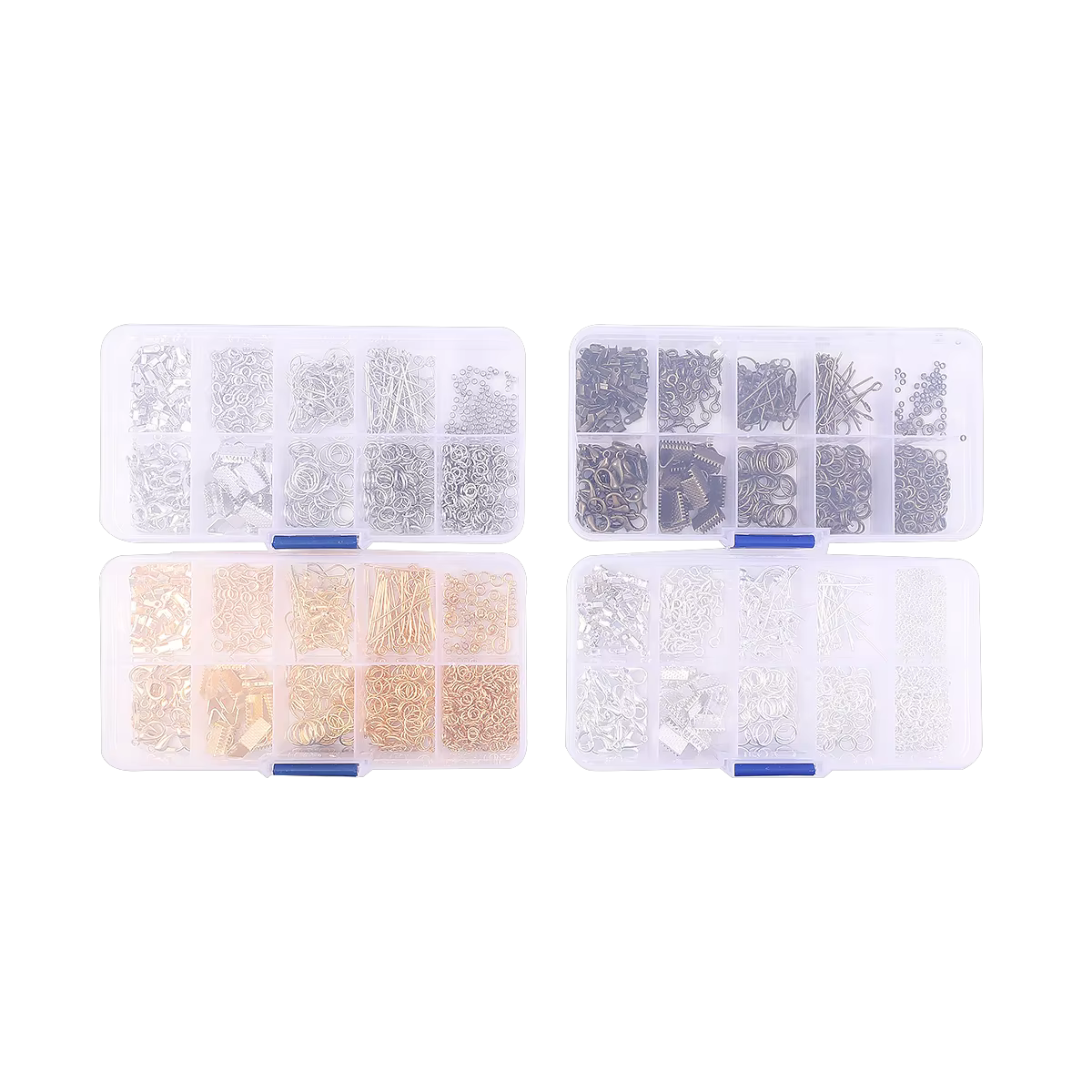 Kit d'accessoires en alliage pour la fabrication de bijoux : outils, fermoirs à clip, fermoirs mousquetons, anneaux ouverts, crochets pour boucles d'oreilles