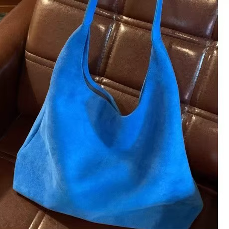 Sac à bandoulière en cuir suédé bleu grande capacité, sac fourre-tout décontracté en toile, le sac bleu préféré du propriétaire du magasin pour les moments d'hiver