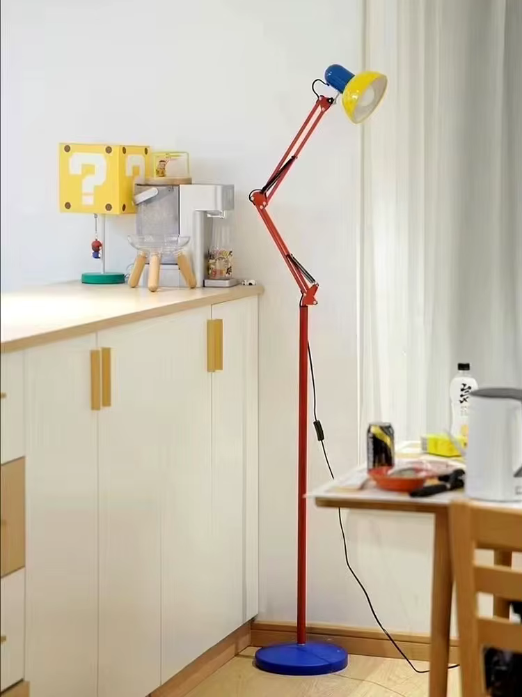 Lampe de sol LED moderne en métal E27, lumière tricolore pour salon, chambre à coucher, décoration intérieure créative, lampe de sol télescopique