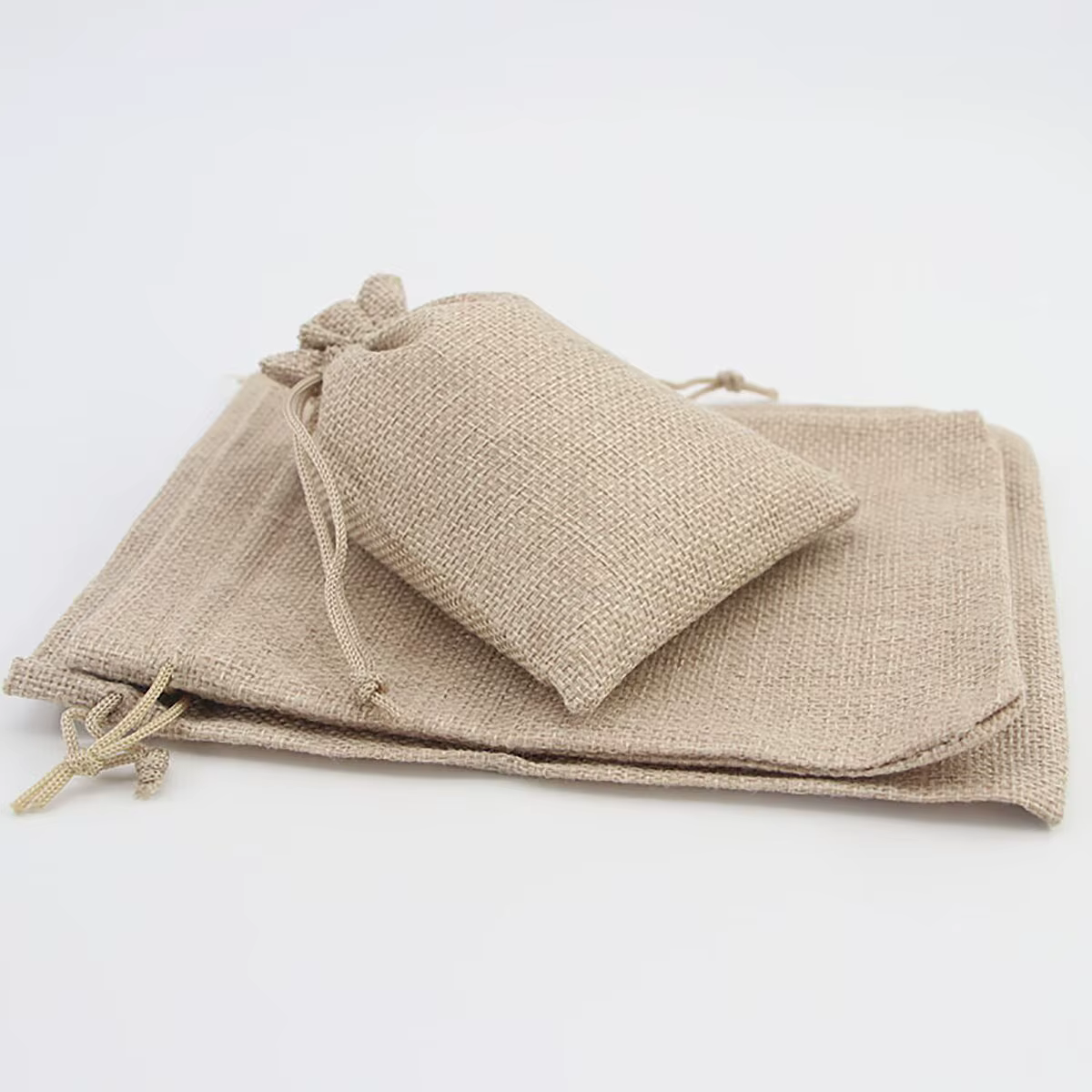 Paquet de sac cadeau de poche en coton et chanvre pour la journée des enfants, emballage de bonbons bricolage, emballage de produits de mariage, 15-50