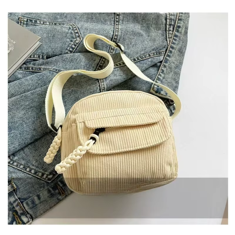 Sac à bandoulière en velours côtelé pour femmes