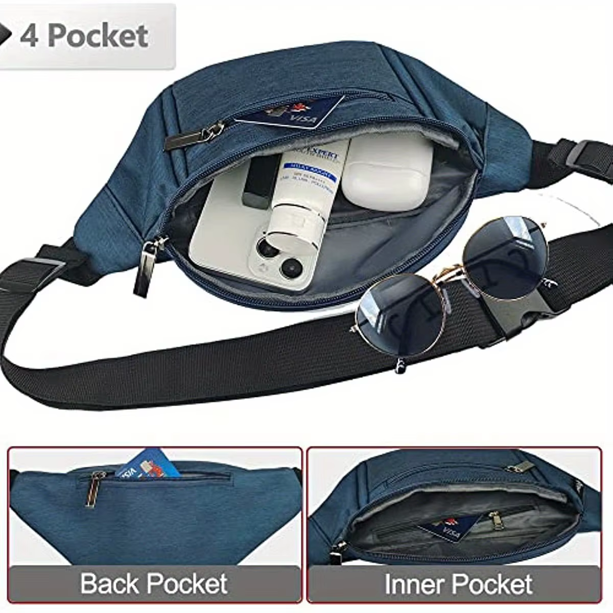 Sac banane unisexe, sac de ceinture pour voyage