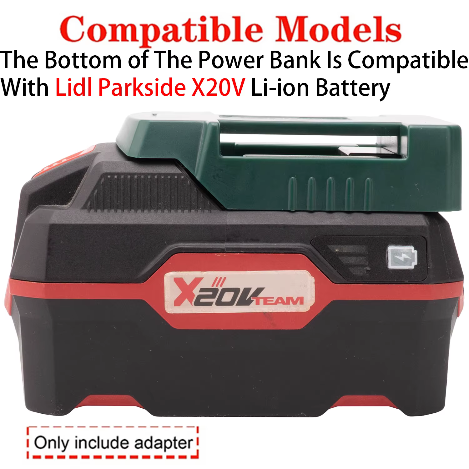 Batterie externe pour batterie Li-ion Lidl Parkside X20V avec port USB/Type-C, charge rapide, accessoire pour outil électrique