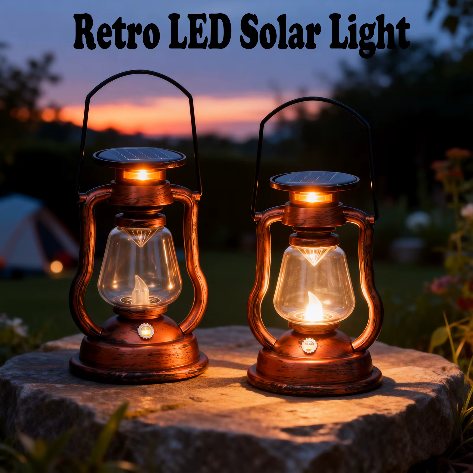 LED lumière solaire rétro lampe à huile LED