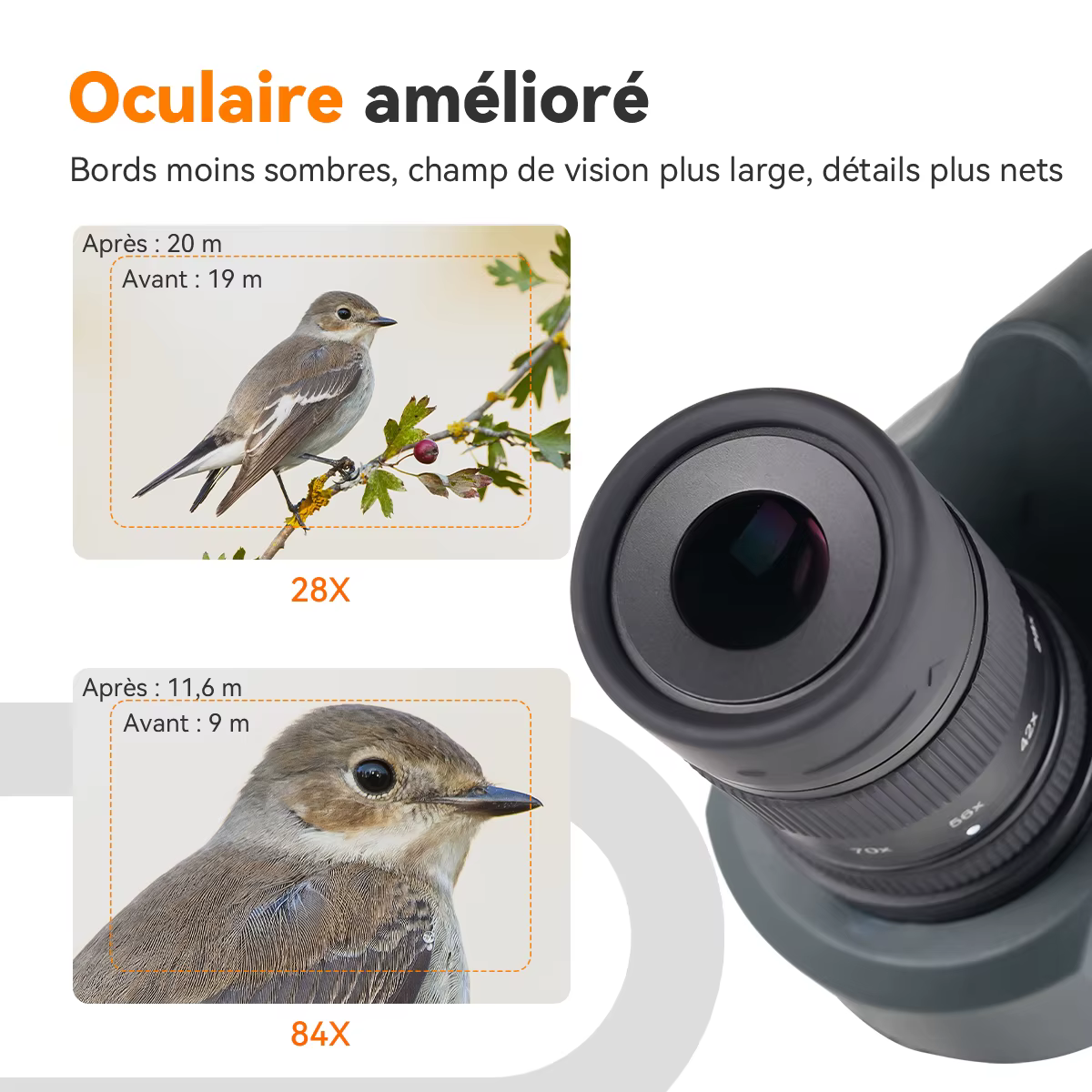 Svbony SV41Pro 28-84x80 Mak longue-vue FMC équipement de Camping étanche pour l'observation des oiseaux