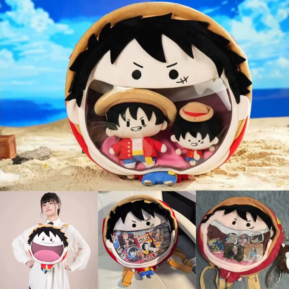 Sac à dos One Piece Anime Big Mouth Luffy pour couples, sac messager transparent Itabag, sac à bandoulière dessin animé, cadeau d'anniversaire