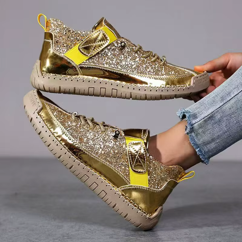 Chaussures de sport décontractées en cuir à bout bas et semelle plate pour femmes