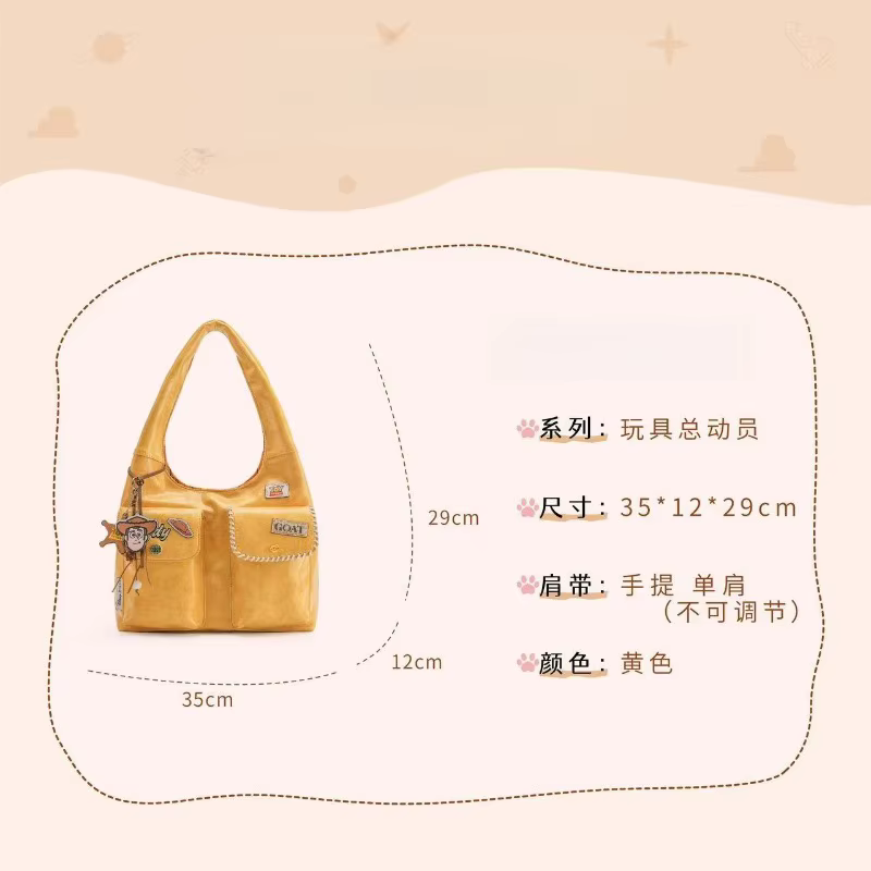 Sac fourre-tout double face style western Woody de Toy Story, sac à bandoulière vintage grande capacité, nouveau modèle mini sac à dos seau, cadeaux