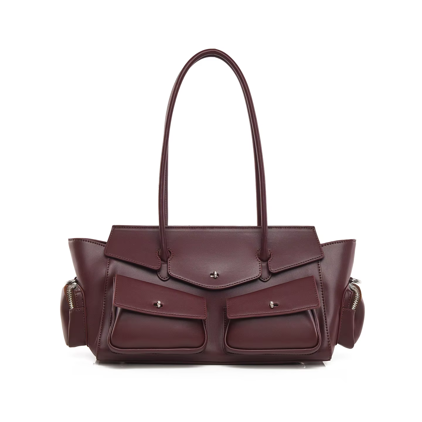Sac fourre-tout en cuir PU vegan style motard pour femme, grande capacité, sac à bandoulière pour les trajets quotidiens, sac à main sous le bras