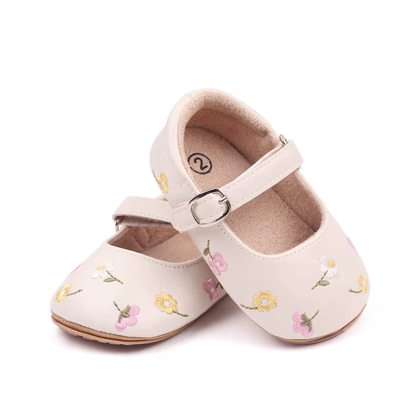 Mocassins mignons en cuir PU avec nœud papillon pour bébé fille