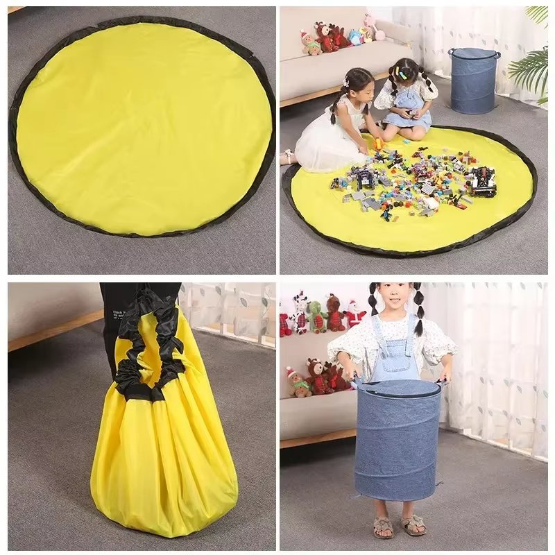 Sac de rangement pour jouets, blocs de construction Lego, poupées pour enfants, grand sac de rangement détachable, tapis de jeu à rangement rapide, seau de rangement