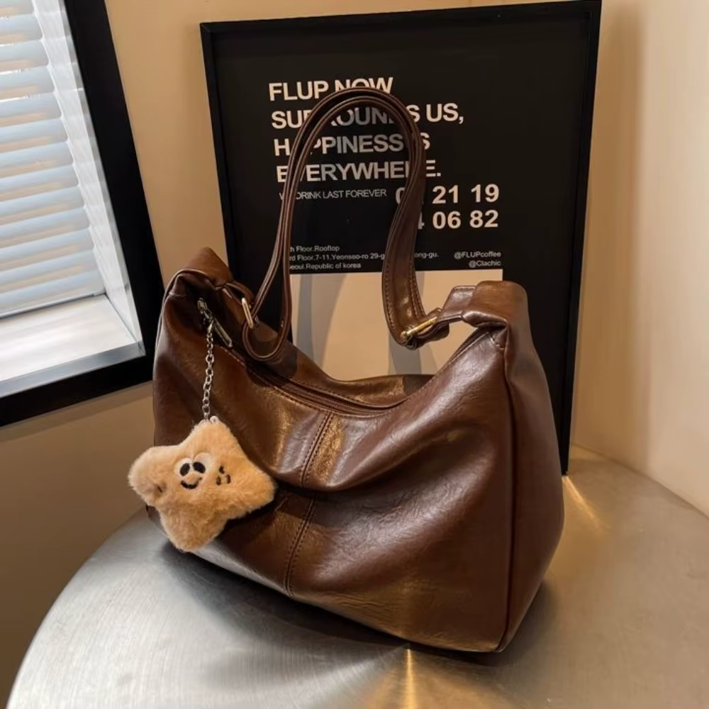 Sac à bandoulière tendance et décontracté pour femmes, en cuir PU, grande capacité, sac sous le bras, sac hobo rétro pour femmes