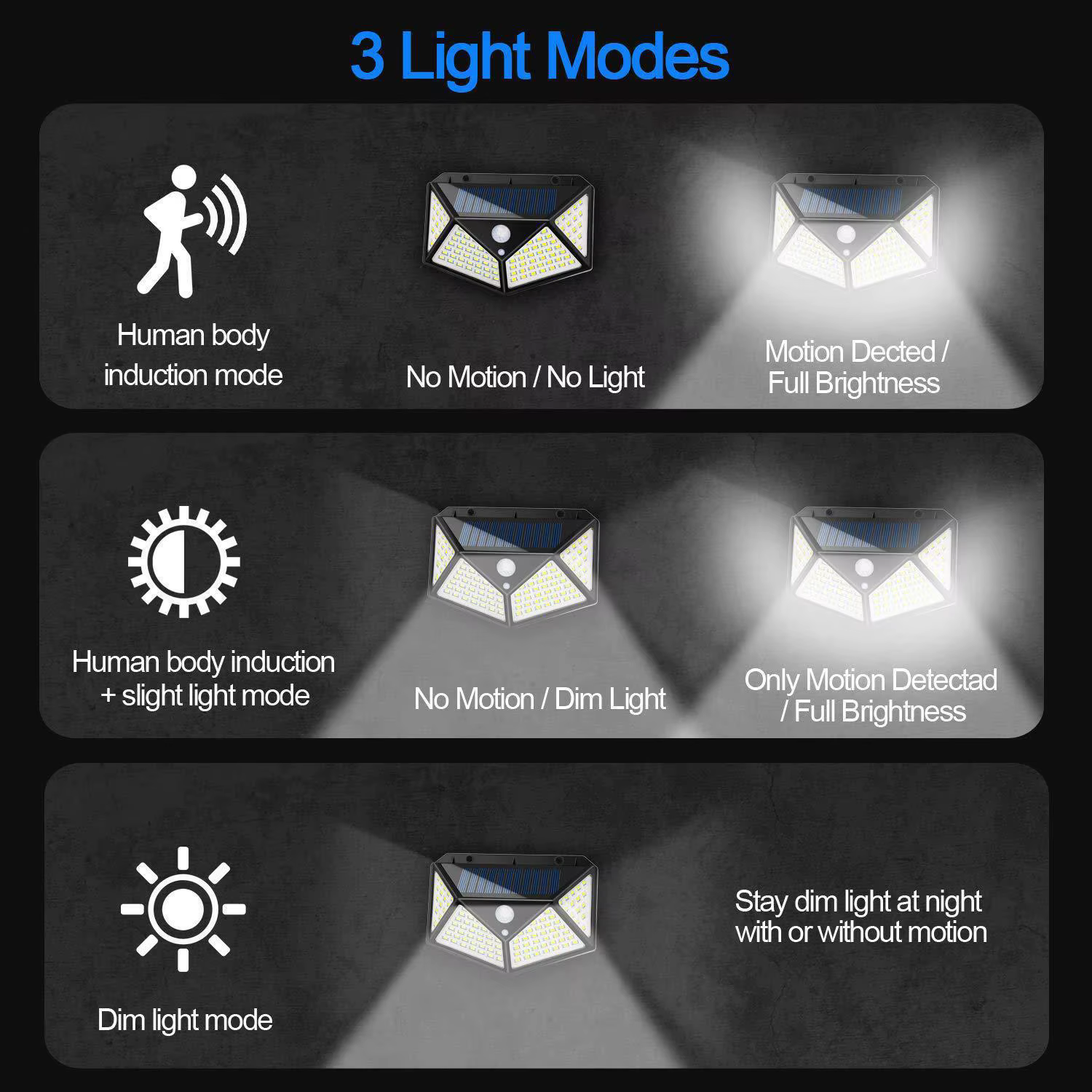 Lampe solaire LED multifonctionnelle avec détecteur de mouvement