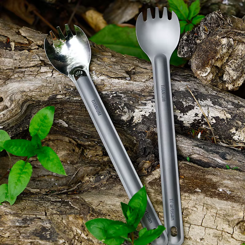 Tiartisan – cuillère Spork à Long manche en titane