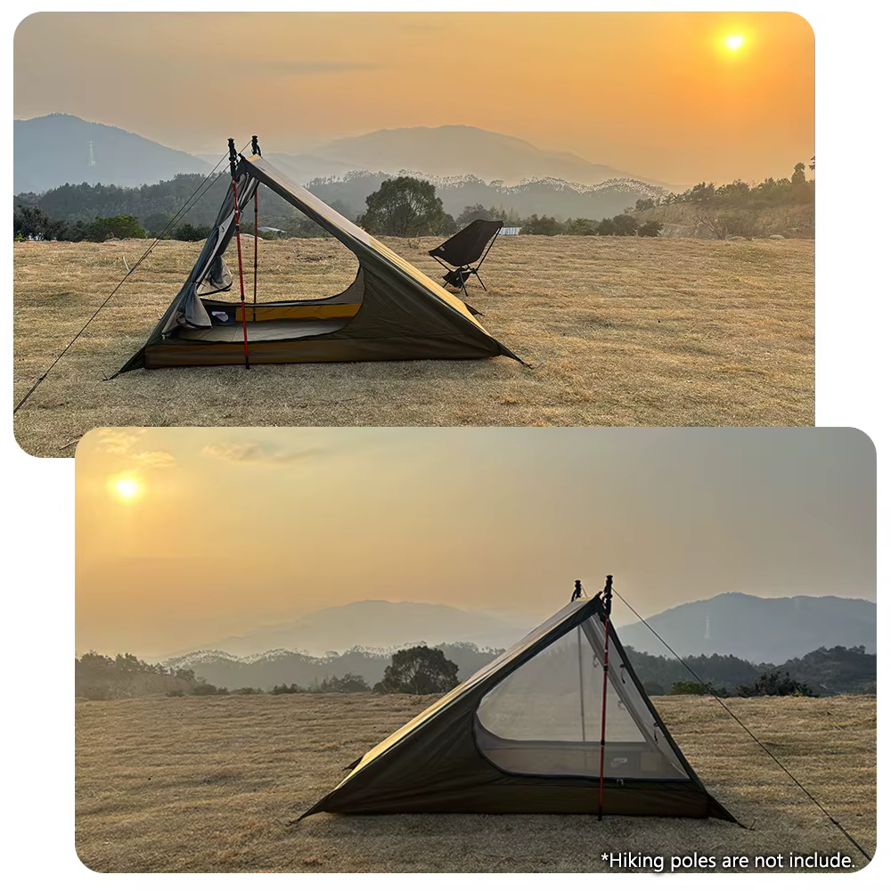 Airy Tente en maille aérée pour le camping en plein air, randonnée simple, légère, intérieure, sans poteau, sac à dos pour 1 personne