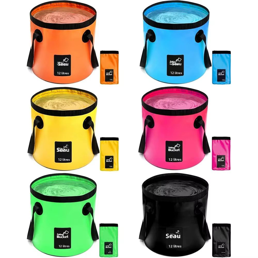 Seau pliable portable, sac de stockage d'eau avec sangles