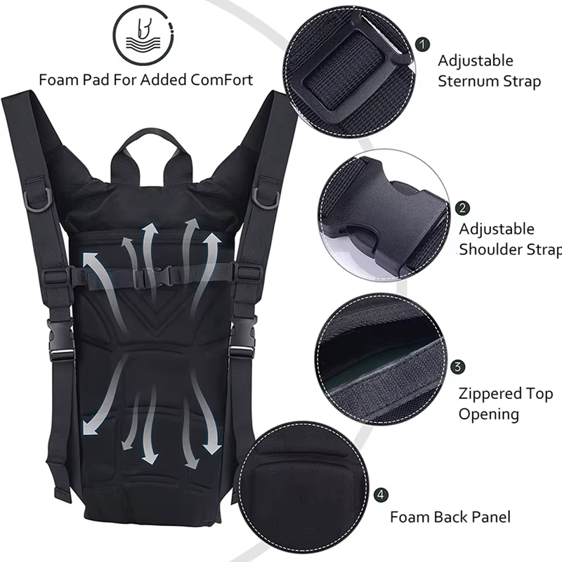 Sac à dos d'hydratation pour Sport de plein air, sac à eau Oxford étanche avec vessie de 3 litres pour randonnée d'été, cyclisme, escalade